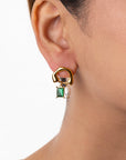Emerald Pearl Charm Earrings