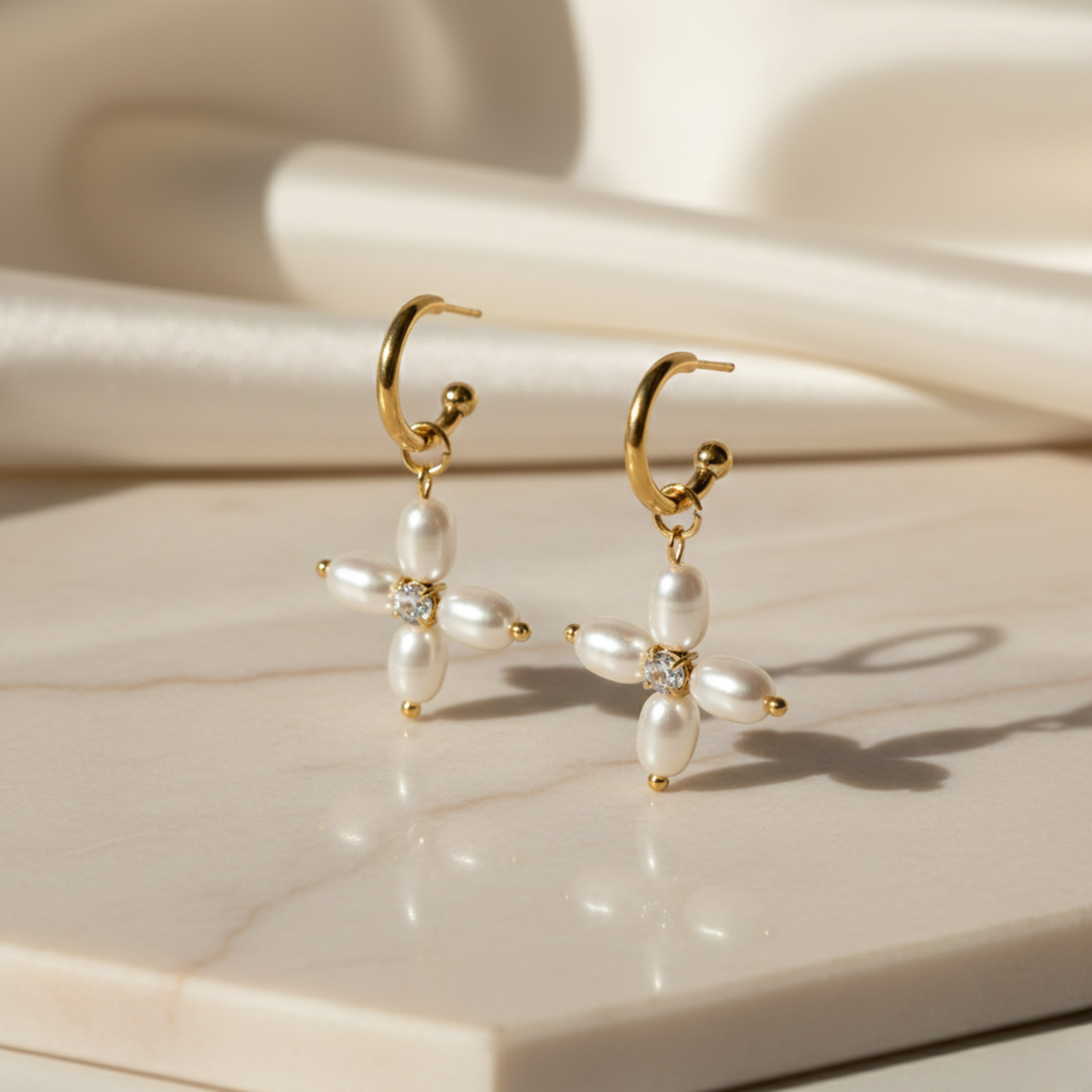 Pearl Glow Hoop Earrings