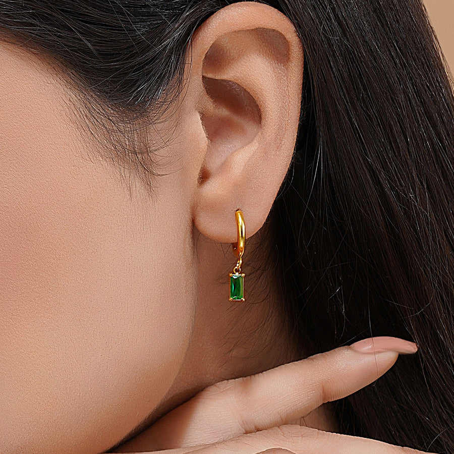 Emerald Tube Hoops