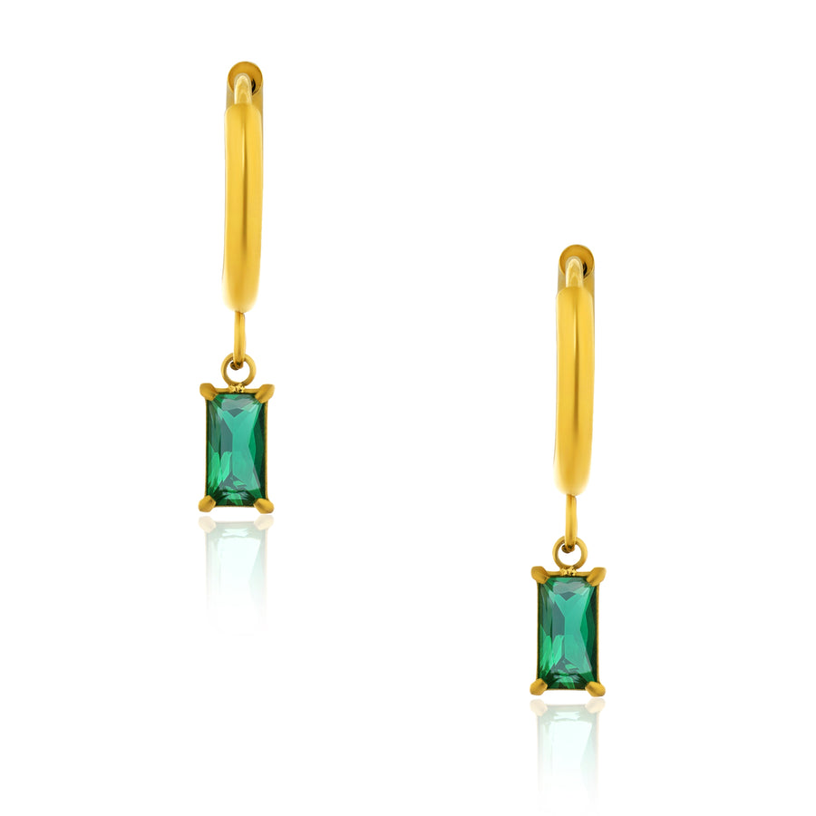 Emerald Tube Hoops
