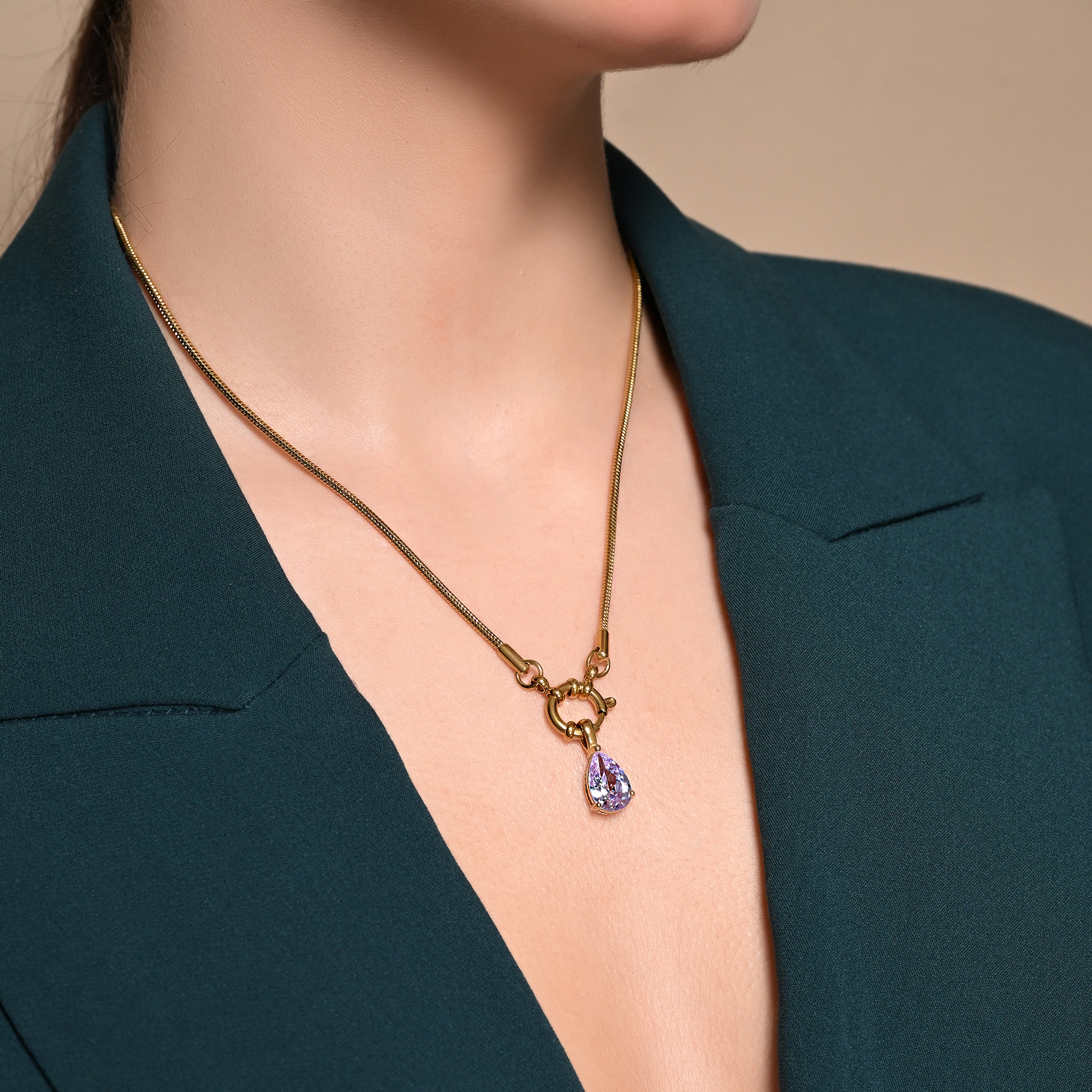 Lavender Teardrop Pendant Necklace