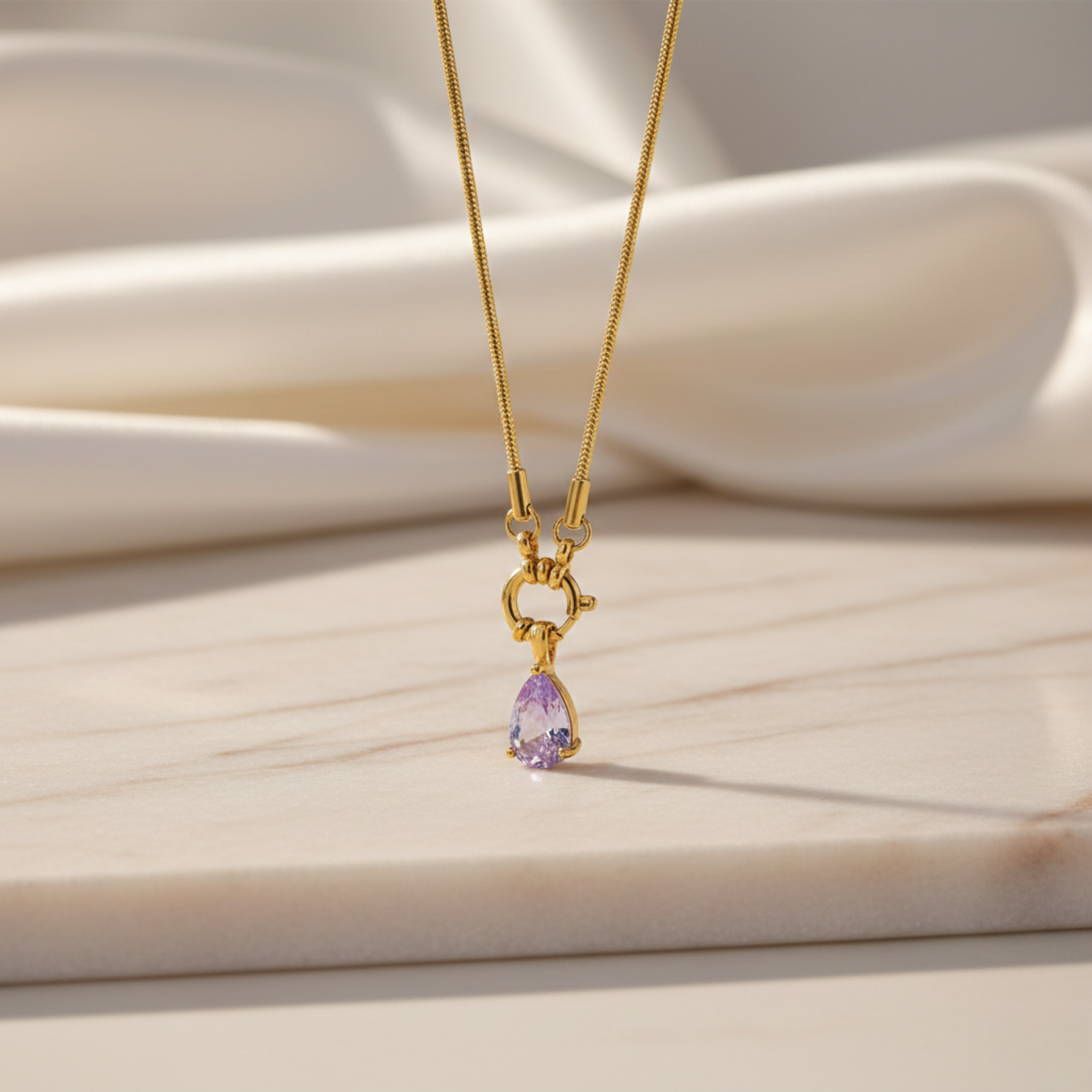 Lavender Teardrop Pendant Necklace