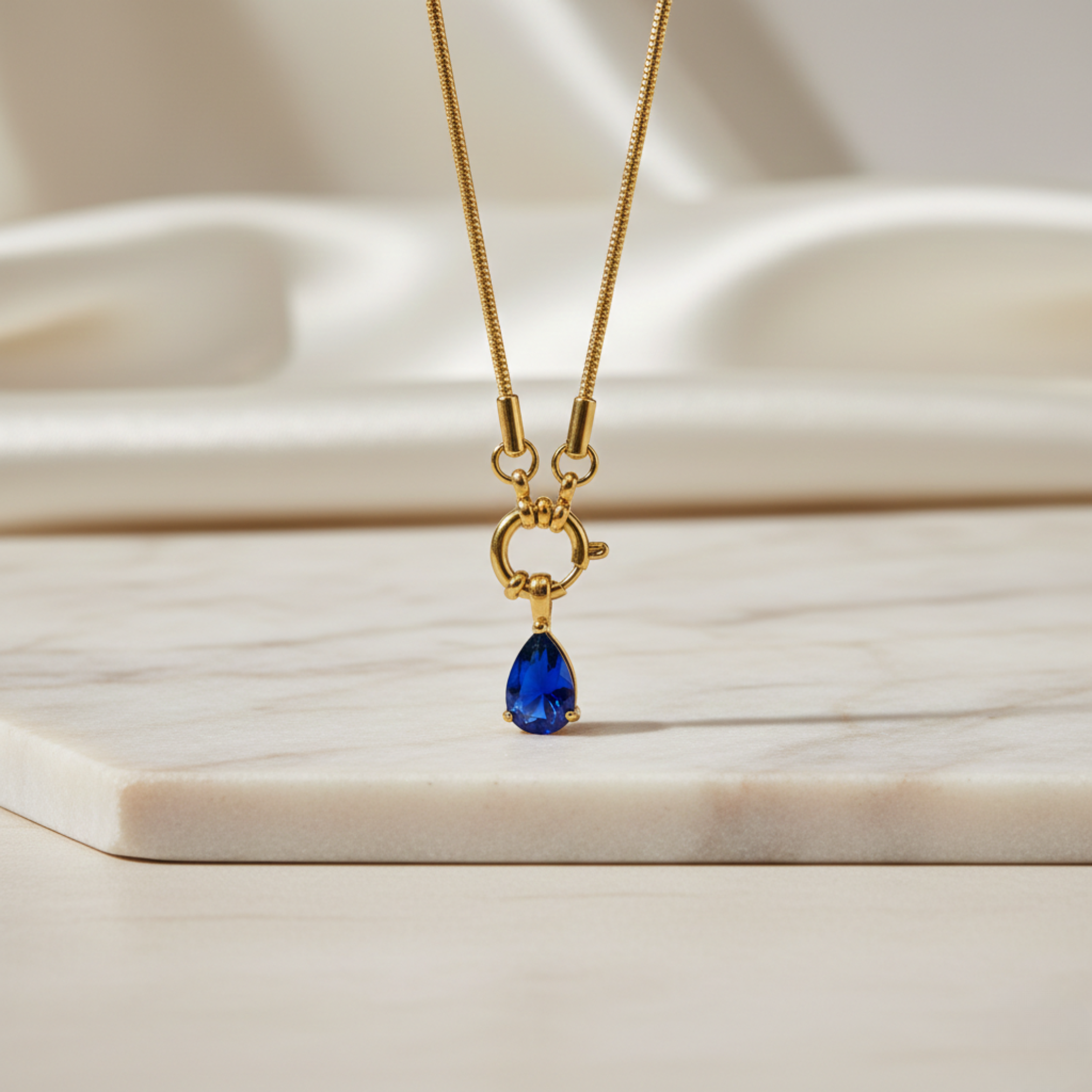 Deep Blue Teardrop Necklace
