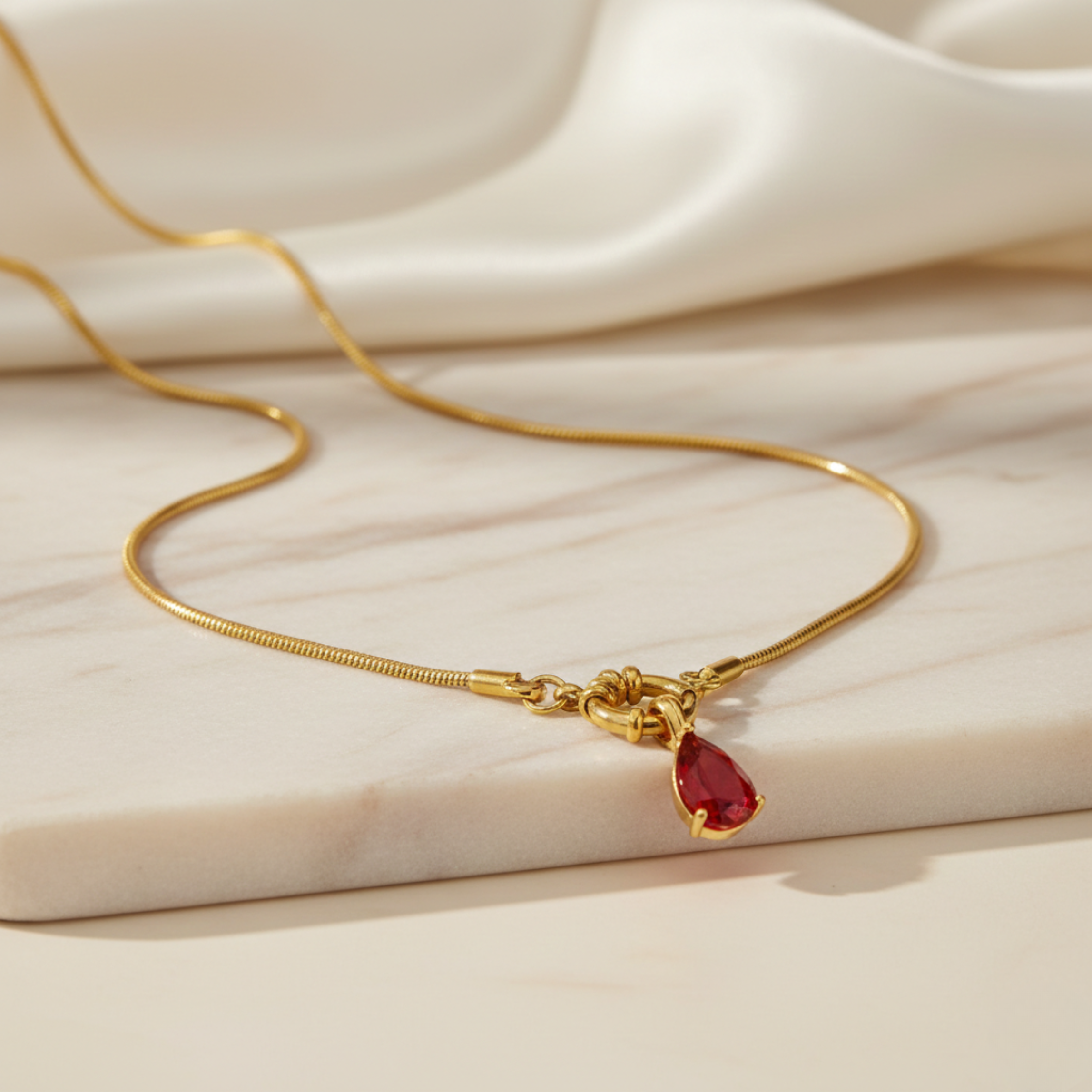 Red Teardrop Pendant Necklace