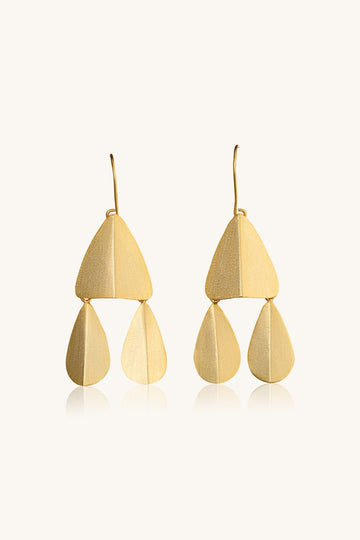 Gold Leaf Earring, Leaf-shaped Earring, Dangle Earring, Minimalist Earring