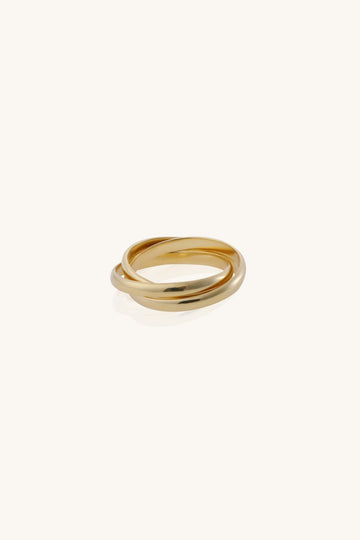 Golden Interlock Ring, Linked Ring, Interlocking Circle Ring, Modern Ring